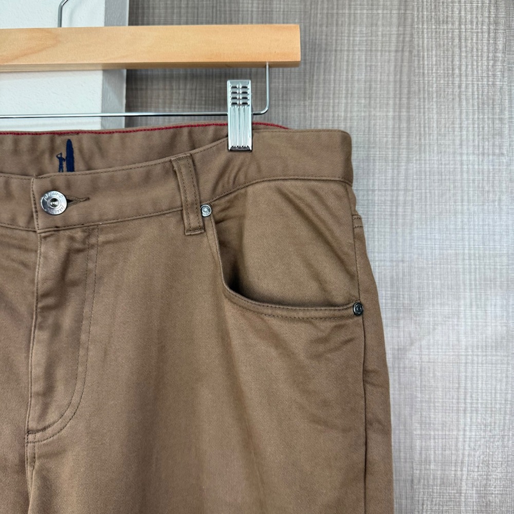 Johnnie O Khaki Brown Terry Cloth 5 Pocket Pants Stretch Size 33 - Picture 6 of 13